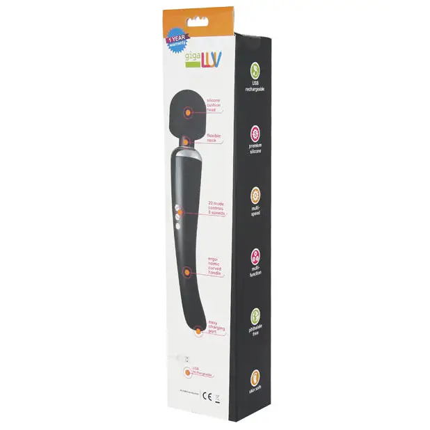 GigaLuv Chirapsia Rechargeable Wand - Black - Massage Products