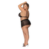 Girl Next Door Strappy Bralette w/Flirty Thong Skirt Black 2X - Lingerie - Plus/Queen - Packaged