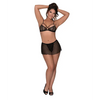 Girl Next Door Strappy Bralette w/Flirty Thong Skirt Black S/M - Lingerie - Packaged