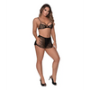 Girl Next Door Strappy Bralette w/Flirty Thong Skirt Black S/M - Lingerie - Packaged