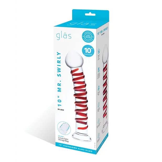 Glas 10’’ Mr. Swirly Dildo - Red - Dongs & Dildos