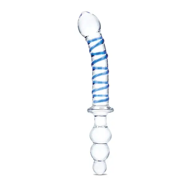 Glas 10’’ Twister Dual Ended Dildo - Blue - Dongs & Dildos