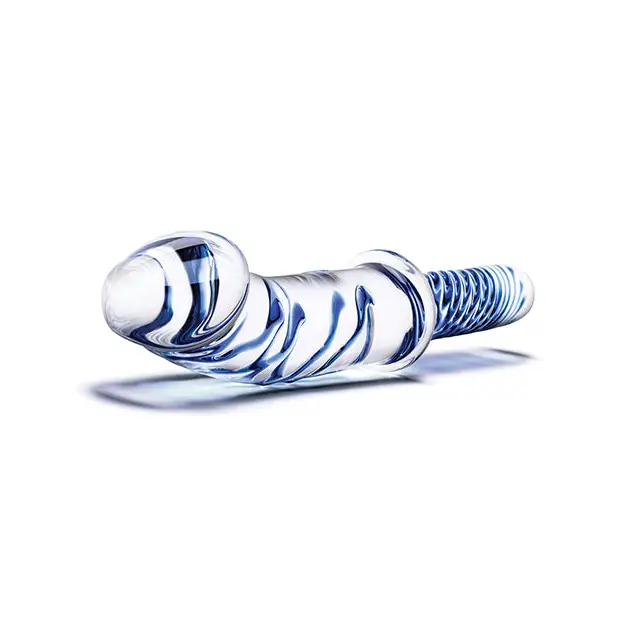 Glas 11’’ Realistic Double Ended Glass Dildo w/Handle - Blue - Dongs & Dildos