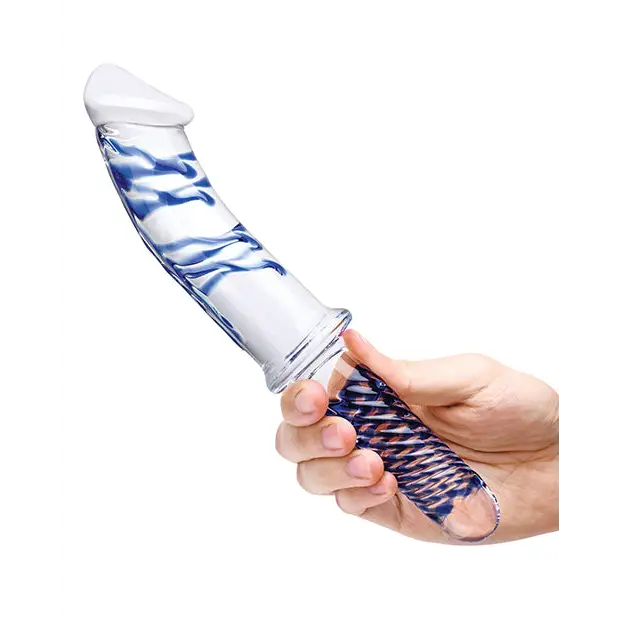 Glas 11’’ Realistic Double Ended Glass Dildo w/Handle - Blue - Dongs & Dildos