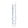 Glas 12’’ Double Ended Glass Dildo w/Anal Beads - Clear - Dongs & Dildos