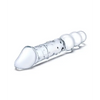 Glas 12’’ Double Ended Glass Dildo w/Anal Beads - Clear - Dongs & Dildos