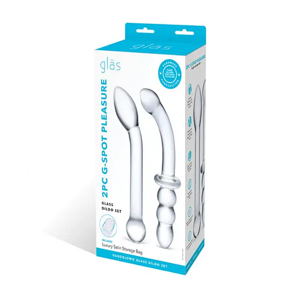 Glas 2 pc G-Spot Pleasure Glass Dildo Set - Clear - Dongs & Dildos