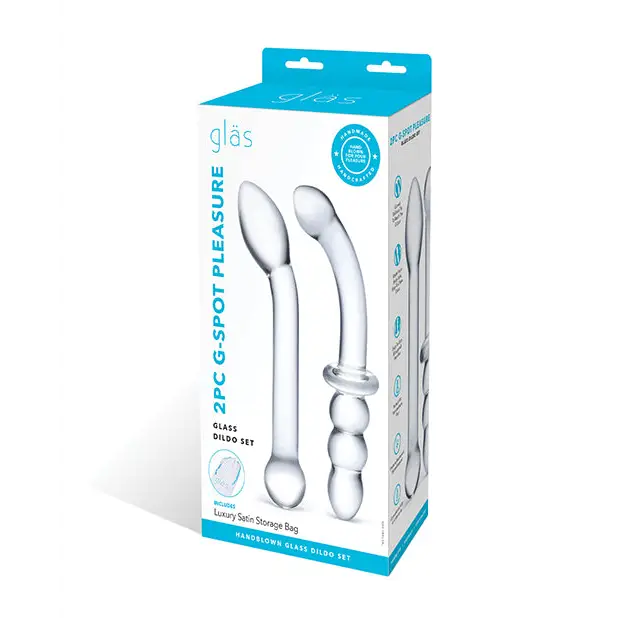 Glas 2 pc G-Spot Pleasure Glass Dildo Set - Clear - Dongs & Dildos