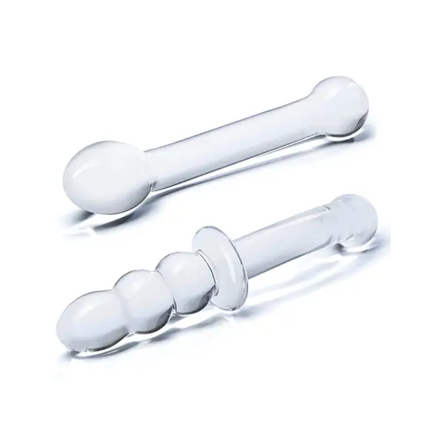 Glas 2 pc G-Spot Pleasure Glass Dildo Set - Clear - Dongs & Dildos