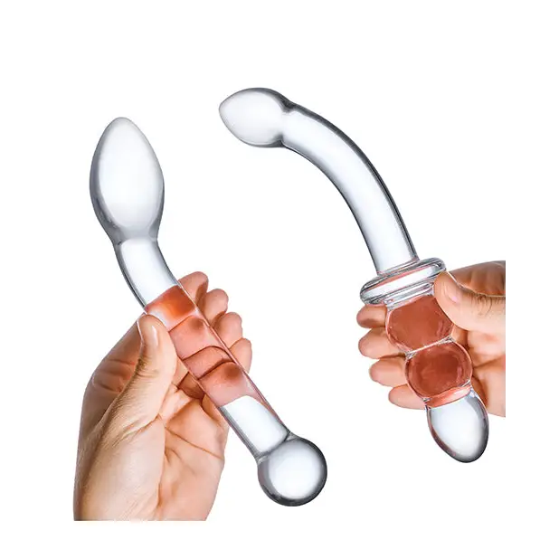 Glas 2 pc G-Spot Pleasure Glass Dildo Set - Clear - Dongs & Dildos