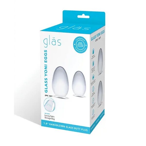 Glas 2 pc Glass Yoni Eggs Set - Clear - Sexual Enhancers