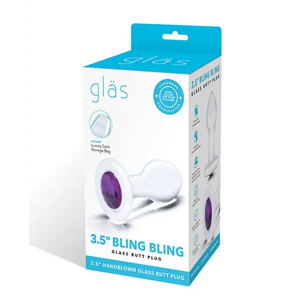 Glas 3.5’’ Bling Bling Glass Butt Plug - Clear - Anal Products