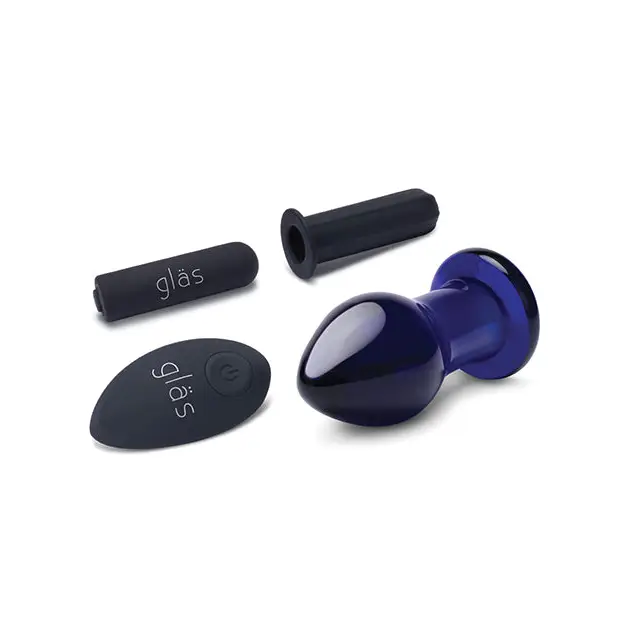 Glas 3.5’’ Rechargeable Vibrating Butt Plug - Blue - Anal Products