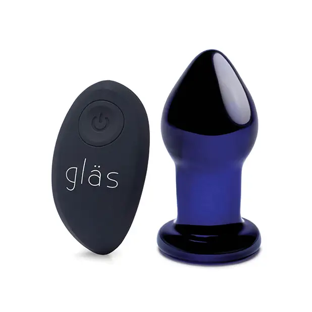 Glas 3.5’’ Rechargeable Vibrating Butt Plug - Blue - Anal Products