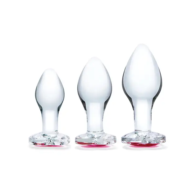 Glas 3 pc Heart Jewel Glass Anal Training Kit - Anal Products