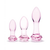 Glas 3 pc Rosebud Butt Plug Set - Pink - Anal Products