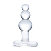 Glas 4’’ Beaded Glass Butt Plug w/Tapered Base - Clear - Anal Products