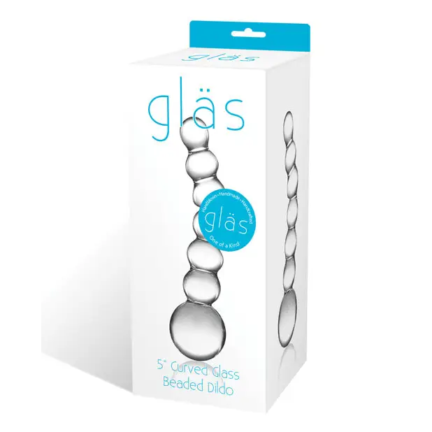 Glas 5’’ Curved Glass Beaded Dildo - Dongs & Dildos