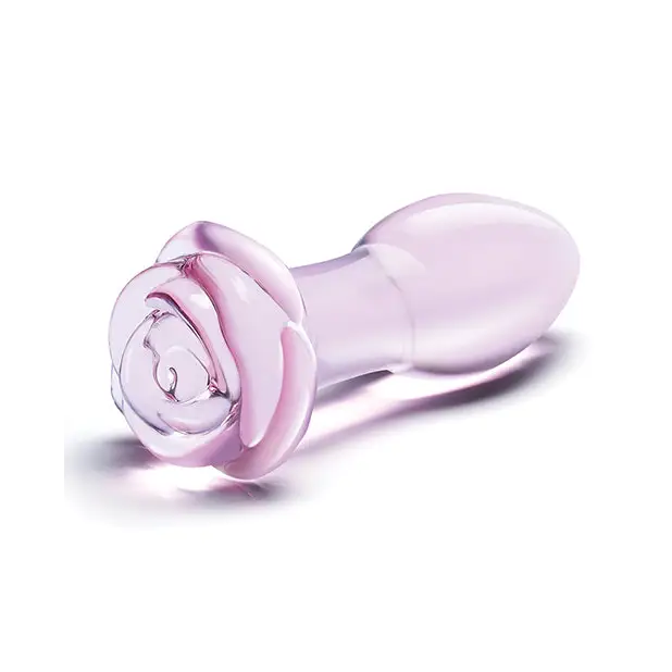Glas 5’’ Rosebud Glass Butt Plug - Pink - Anal Products