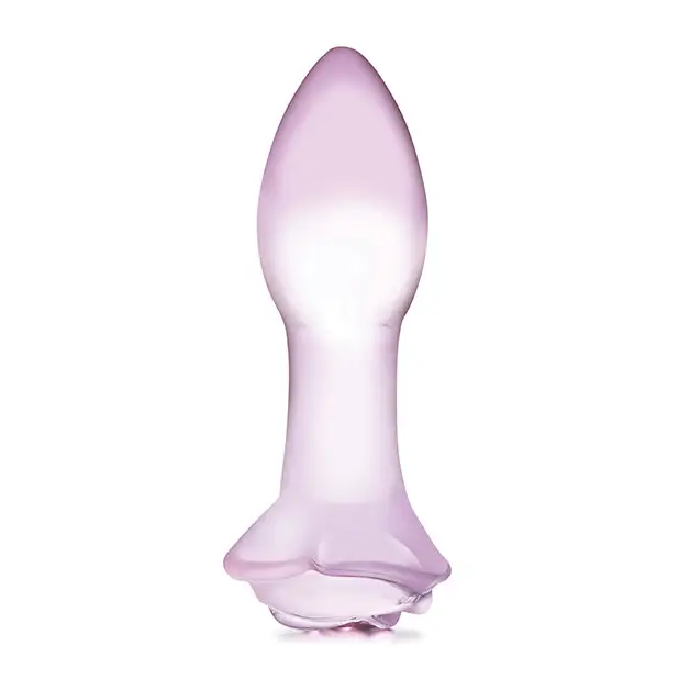 Glas 5’’ Rosebud Glass Butt Plug - Pink - Anal Products