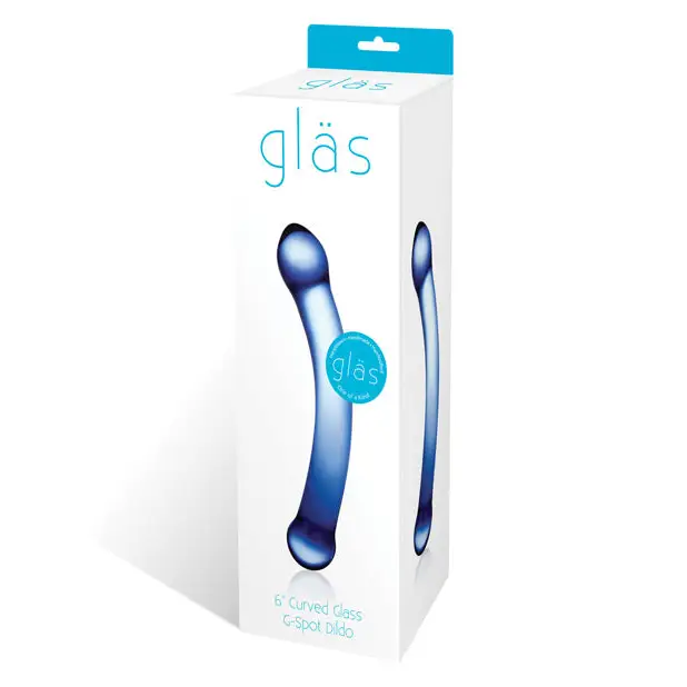 Glas 6’’ Curved G-Spot Glass Dildo - Blue - Dongs & Dildos