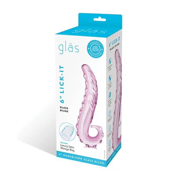 Glas 6’’ Lick-it Glass Dildo - Pink - Dongs & Dildos