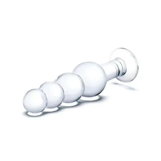 Glas 7.25’’ Glass Beaded Butt Plug - Clear - Anal Products