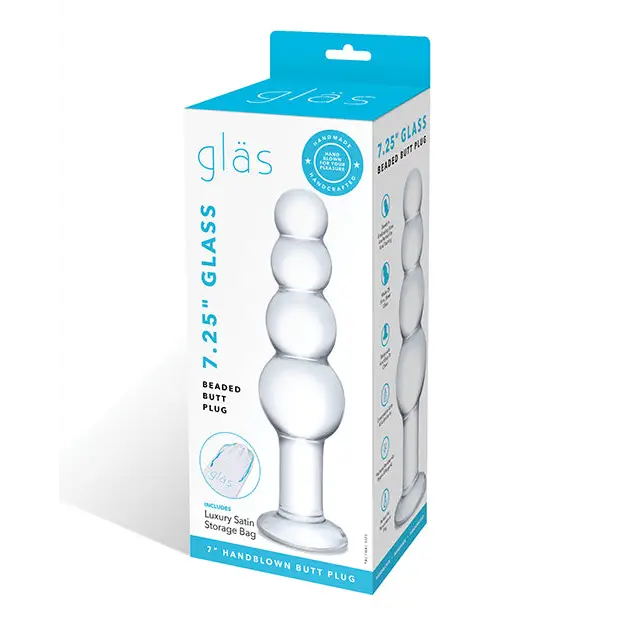 Glas 7.25’’ Glass Beaded Butt Plug - Clear - Anal Products