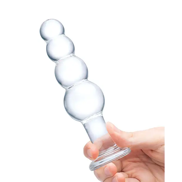 Glas 7.25’’ Glass Beaded Butt Plug - Clear - Anal Products