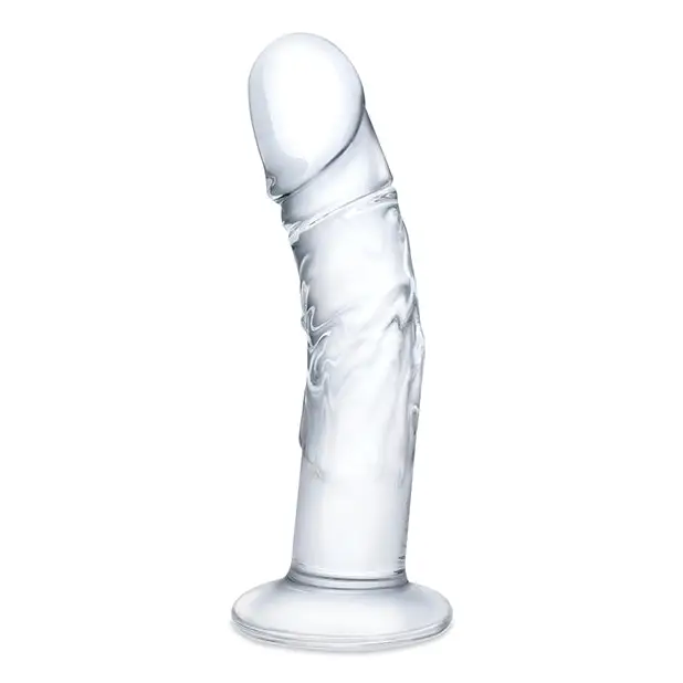 Glas 7’’ Realistic Curved Glass Dildo w/Veins - Clear - Dongs & Dildos