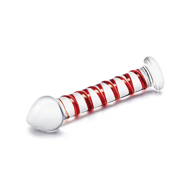 Glas 8’’ Mr. Swirly Glass Dildo - Red - Dongs & Dildos