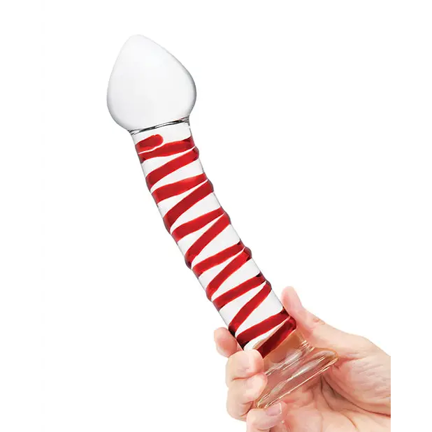 Glas 8’’ Mr. Swirly Glass Dildo - Red - Dongs & Dildos
