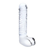 Glas 8’’ Realistic Ribbed Glass G-Spot Dildo w/Balls - Clear - Dongs & Dildos