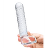 Glas 8’’ Realistic Ribbed Glass G-Spot Dildo w/Balls - Clear - Dongs & Dildos