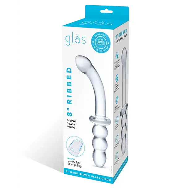 Glas 8’’ Ribbed G-Spot Glass Dildo - Dongs & Dildos