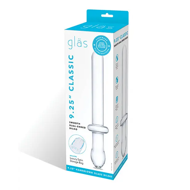 Glas 9.25’’ Classic Smooth Dual Ended Dildo - Clear - Dongs & Dildos
