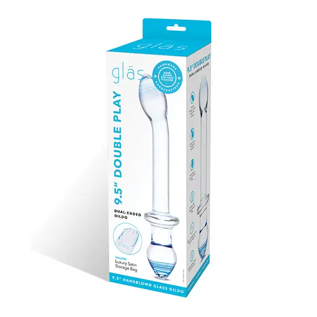 Glas 9.5’’ Double Play Dual Ended Dildo - Clear - Dongs & Dildos