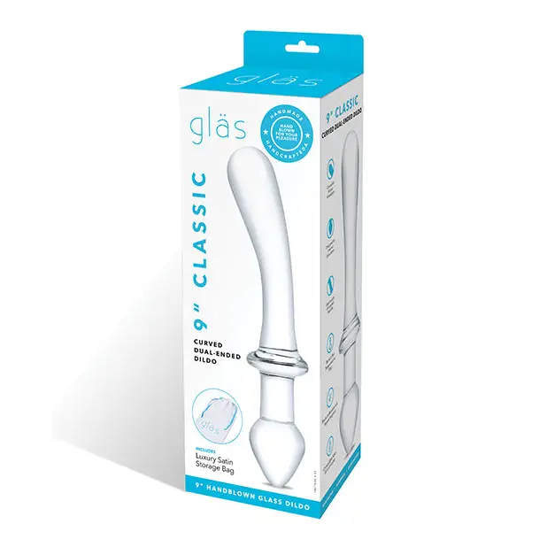 Glas 9’’ Classic Curved Dual Ended Dildo - Clear - Dongs & Dildos