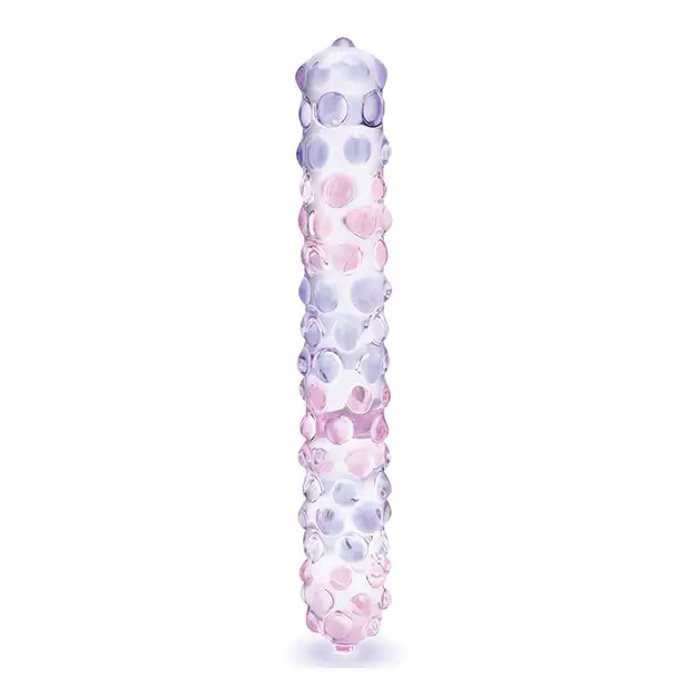 Glas 9’’ Purple Rose Nubby Glass Dildo - Purple/Pink - Dongs & Dildos