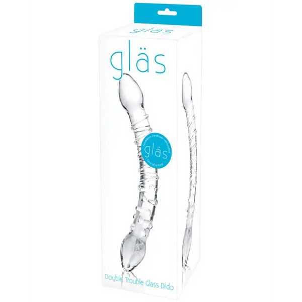 Glas Double Trouble Glass Dildo - Clear - Dongs & Dildos