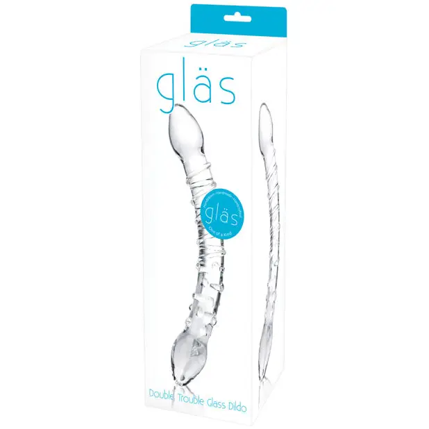 Glas Double Trouble Glass Dildo - Clear - Dongs & Dildos