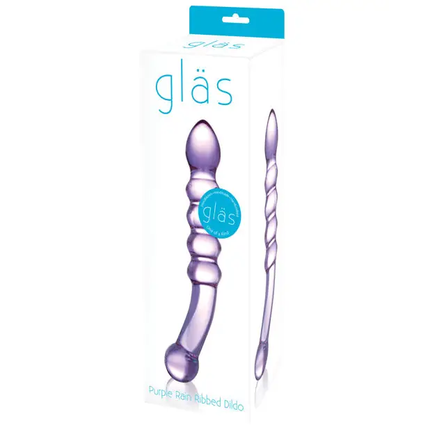 Glas Purple Rain Ribbed Glass Dildo - Dongs & Dildos