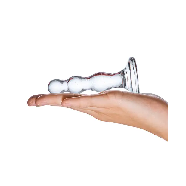 Glas Triple Play Beaded Butt Plug - Clear - Anal Products