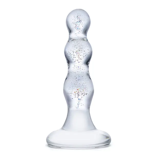 Glas Triple Play Beaded Butt Plug - Clear - Anal Products