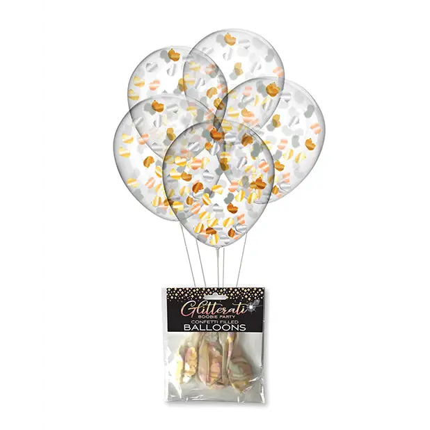 Glitterati Boobie Party Confetti Balloons - Pack of 5 - Bachelorette & Party Supplies