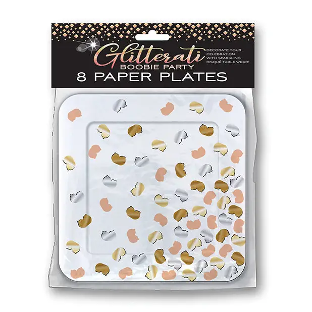 Glitterati Boobie Party Plates - Pack of 8 - Bachelorette & Party Supplies