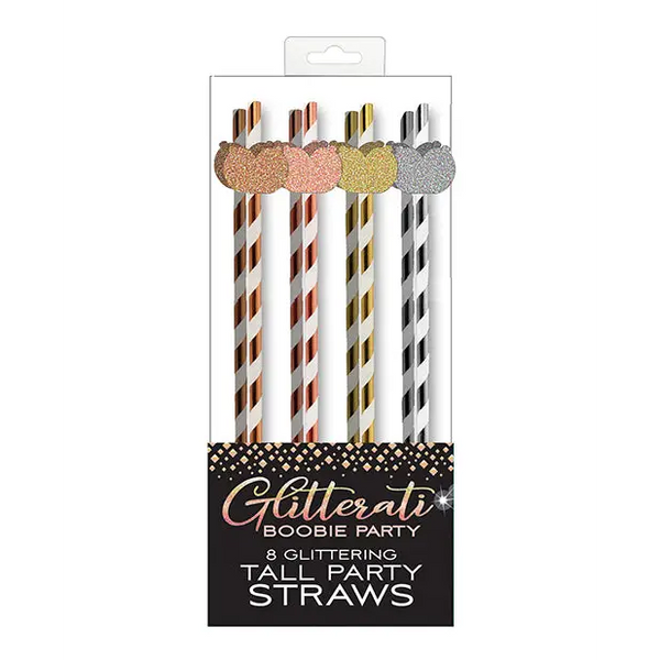 Glitterati Boobie Party Tall Straws - Pack of 8 - Bachelorette & Party Supplies