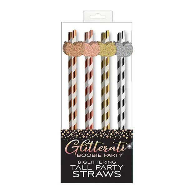 Glitterati Boobie Party Tall Straws - Pack of 8 - Bachelorette & Party Supplies