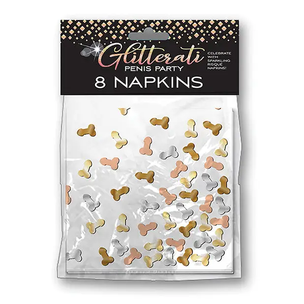 Glitterati Penis Party Napkins - Pack of 8 - Bachelorette & Party Supplies