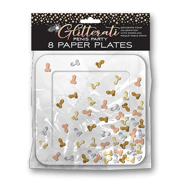 Glitterati Penis Party Plates - Pack of 8 - Bachelorette & Party Supplies